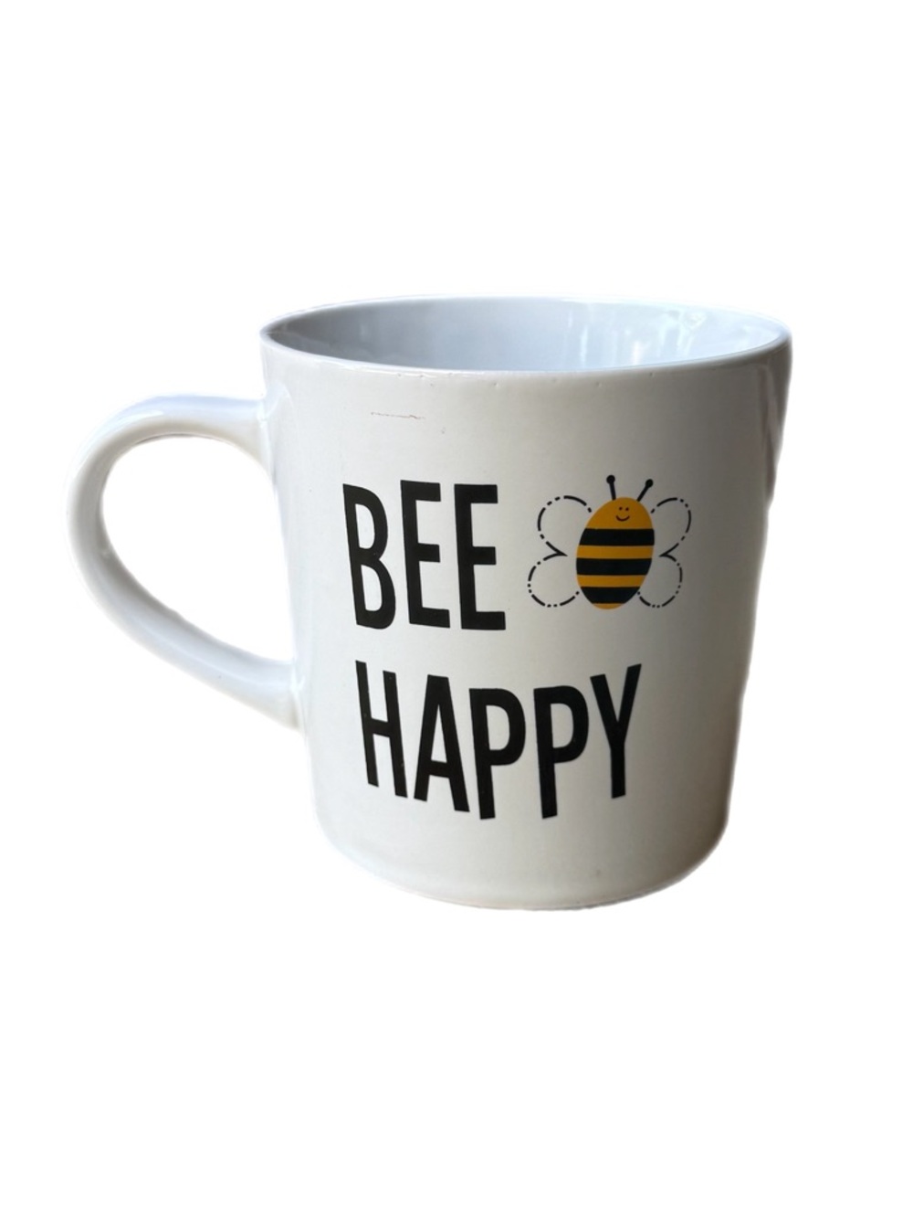 THL “Bee Happy” White Ceramic Coffee Tea Mug with Bee Accent